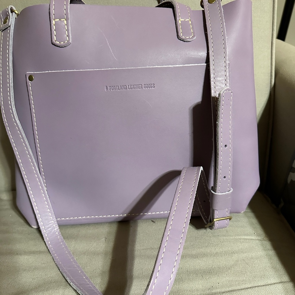 Portland Leather Goods Medium Crossbody Tote Lavender - Picture 2 of 14